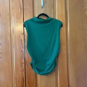 Maeve by Anthropologie Green Sleeveless Ruched Side Top Size: L
